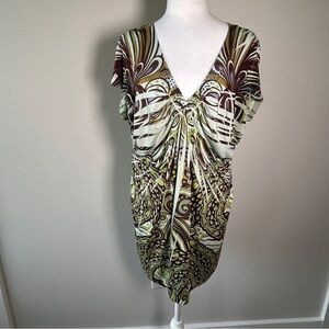 Y2K One World Women’s XL baby doll Patterned short Sleeve Tunic top Layering 90